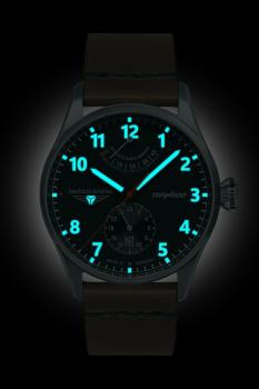 Preview: Bauhaus Aviation Herrenuhr Automatik mit Gangreserveanzeige und Lederarmband